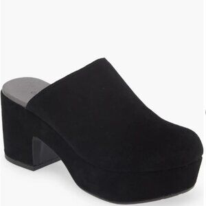 Chocolat Blu Brand Black Suede Ginette Platform Clog